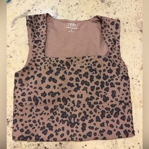 Abercrombie YPB sculptLUX Portrait Tank In Leopard Print Size S